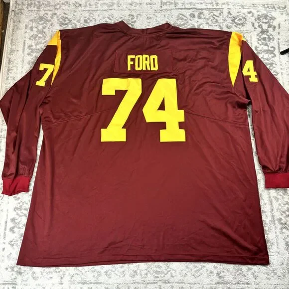 Nike Team USC Athletics Courtland Ford #74 Long Sleeve Burgundy Yellow Size 6XL - Picture 6 of 6
